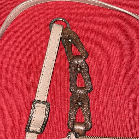 Brighton leather Tan and Brown Crossbody Bag with Tassel Detail - Picture 3 of 6